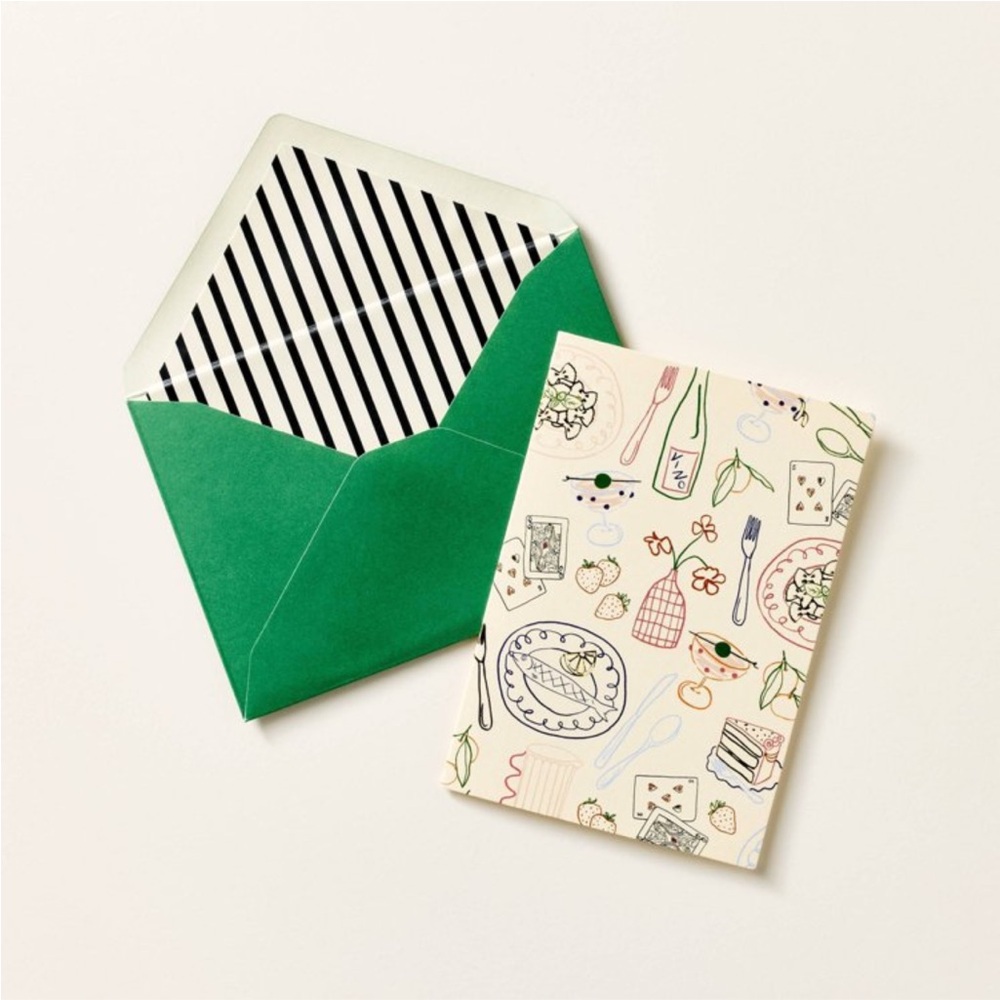 10ct Note Cards Party Print Cream/ Green/Pink - kate spade new york x
Target